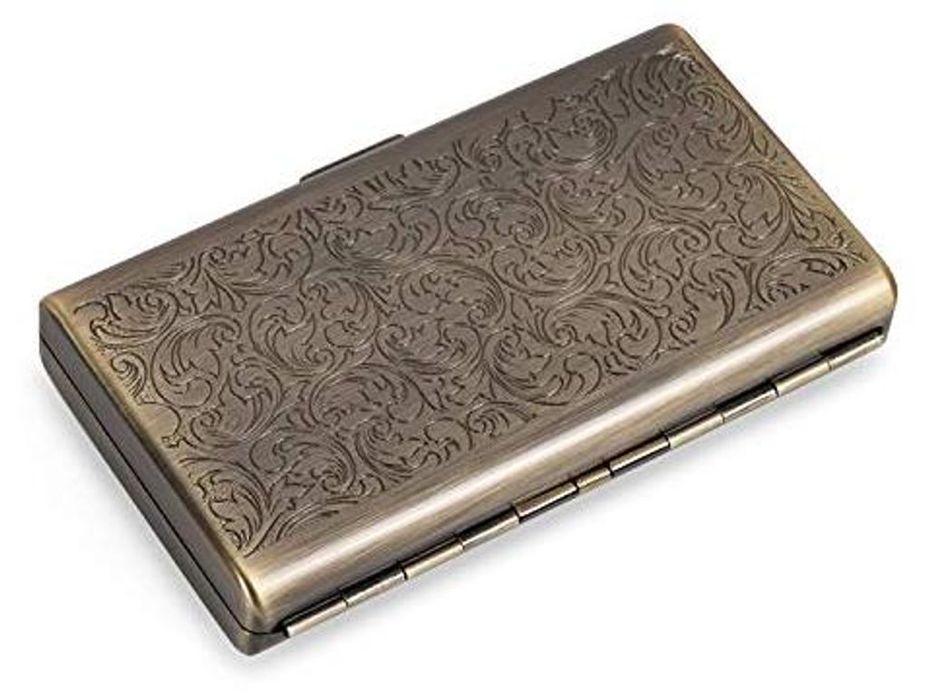 Zigarettenetui im Retro-Stil, aus Metall, doppelseitig, mit Federclip, für 14 Zigaretten à 100 mm, Kreditkartenhalter, sichere Geldbörse für Da...