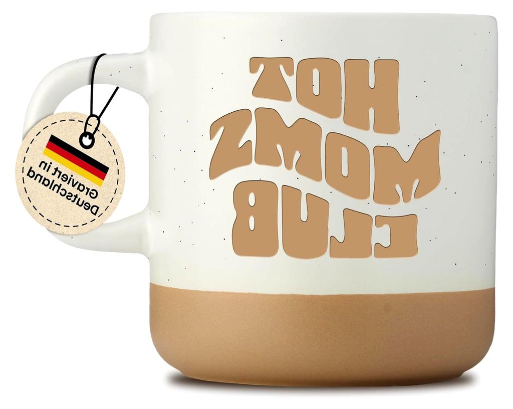 Kaffeetasse mit Gravur - Hot Moms Club - Geschenk für Mütter - Muttertag - Geburt - Geschenkidee - Beige