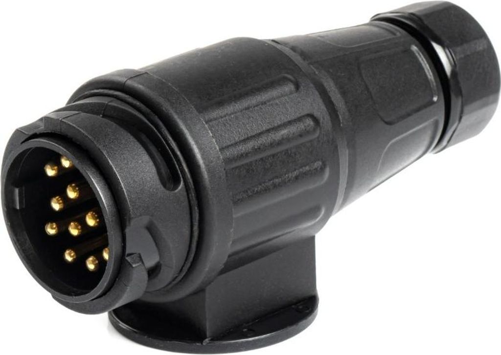 13-poliger Anhängerstecker, wasserdicht, für Wohnwagen, Serie 03220, Schwarz