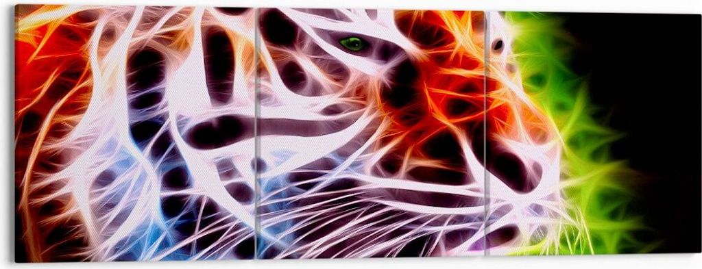 Bild auf Leinwand - Leinwandbild - Afrika aggression tiere tiger - 150x50cm - Wand Bild - Wanddeko - Leinwanddruck - Bilder - Kunstdruck - Wanddeko...