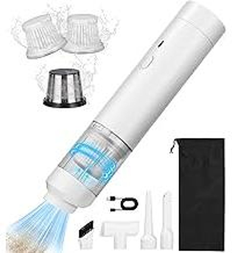 Mini staubsauger,Handstaubsauger Akku, 12000Pa Handstaubsauger Kabellos mit USB-C Schnellladung, 2 in 1 Auto Staubsauger Stark Multifunktion Luftge...