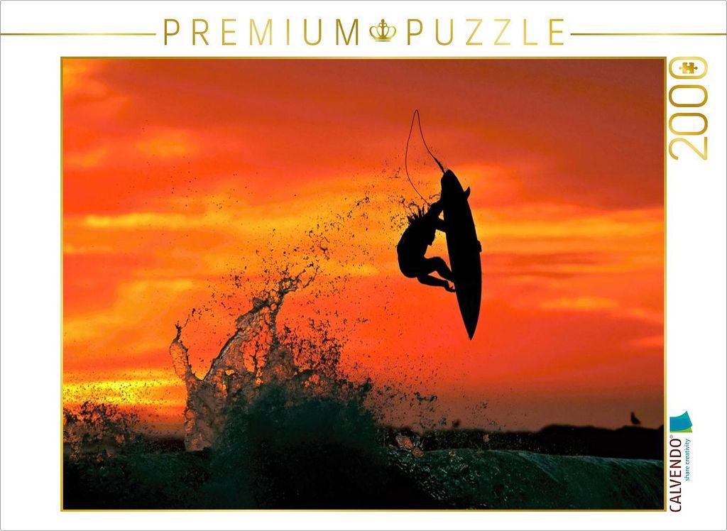 CALVENDO Puzzle Nachtsurfen bei Sonnenuntergang 2000 Teile Puzzle quer | 2000 Teile Lege-Größe 90x67cm Foto-Puzzle für glückliche Stunden