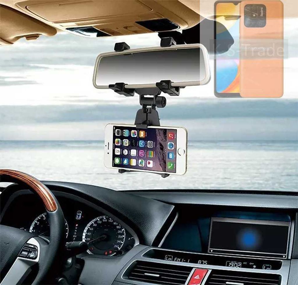 K-S-Trade Smartphone Halterung kompatibel mit Xiaomi Redmi 10 Power Rückspiegel Halterung schwarz Auto Halterung KFZ Halter