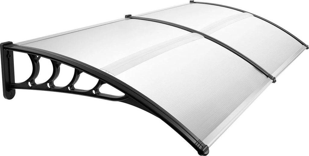 Türvordach - Wandmontiertes Polycarbonat-Vordach - 200×90 cm - 95 % UV-Schutz - Wetterfest - Gebogenes Design - Temperaturbeständig -30 bis 180 ...