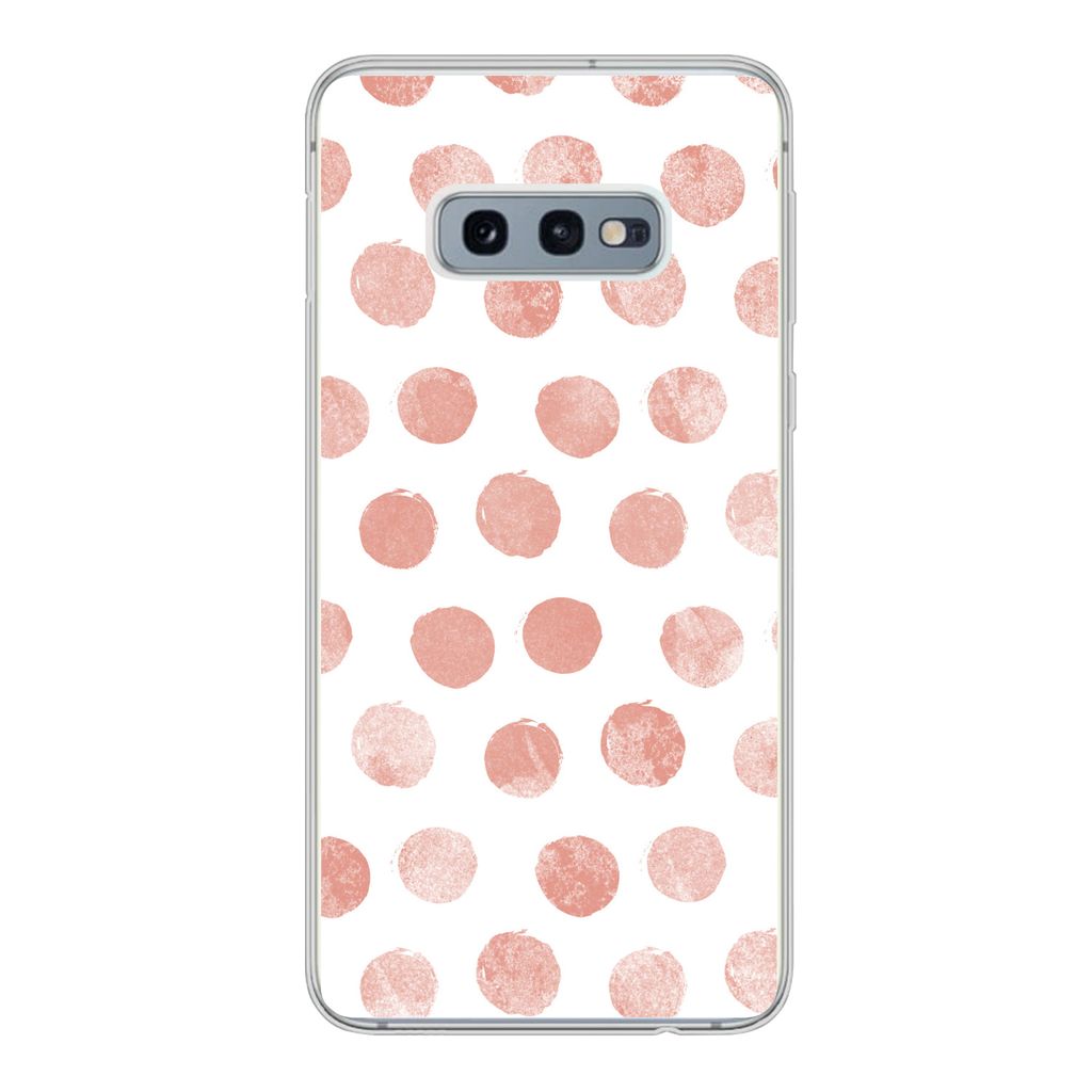 MuchoWow Handyhülle Schutzhülle Hülle für Samsung Galaxy S10e Polka dots - Rosa - Weiß Silikon Softcase Handy Hülle - Handy