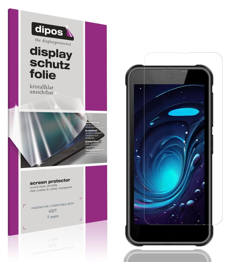 4x Schutzfolie für iGET T mini klar Displayschutzfolie Folie Display Schutz dipos