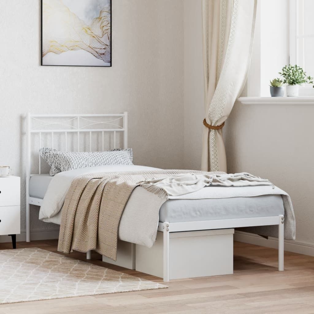 Cloris Designermöbel Bettgestell mit Kopfteil Metall Weiß 80x200 cm 2024 Neu