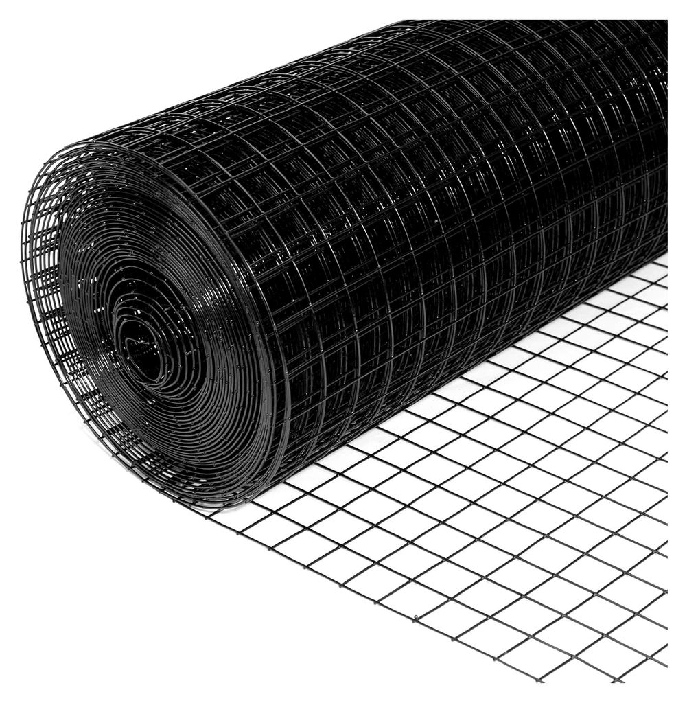 61 x 15 m, 2,5 cm, Hardware-Tuch, 16 Gauge, schwarz, vinylbeschichtet, geschweißtes Zaungeflecht für Haus und Garten