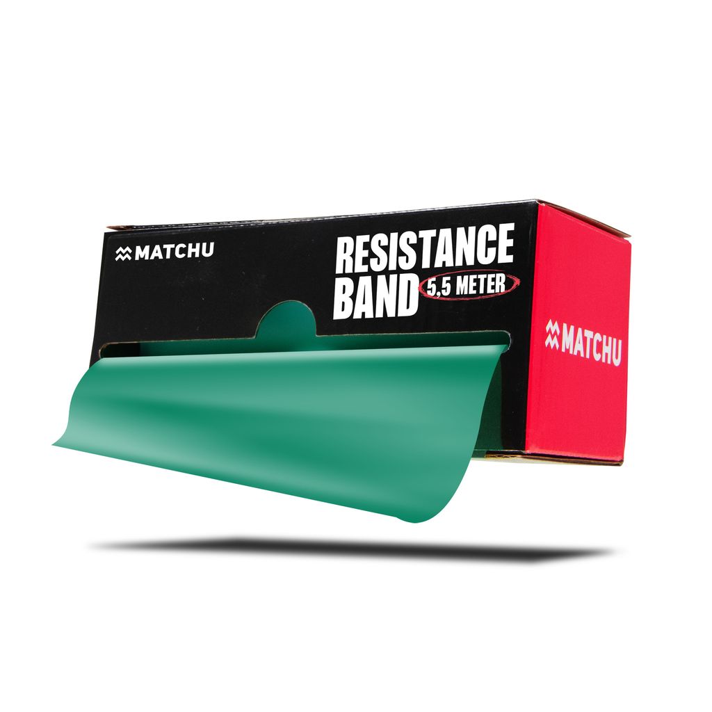 Matchu Sports Widerstandsband Rolle 5,5 Meter - Mittel Grün - Resistance Band Fitnessband Trainingsband