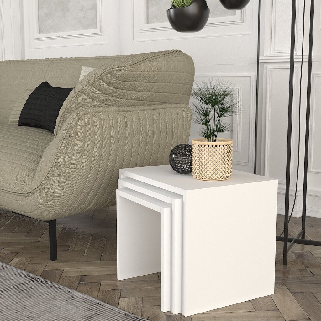 Skye Decor, Zariel - White, Satztisch (3-teilig), Weiß, Produktbild 