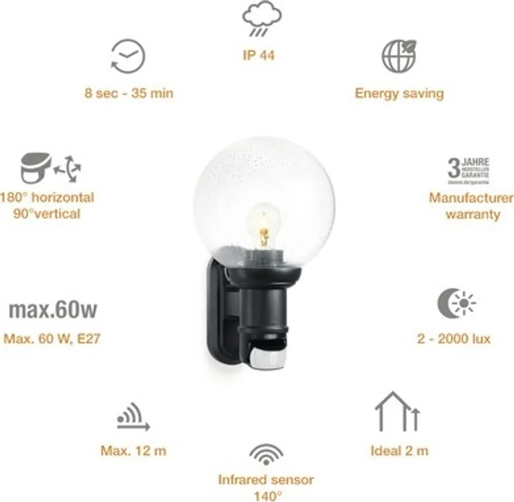 Lampe à détecteur L 560 S noir : finissez-en avec le noir devant l'entrée - 8