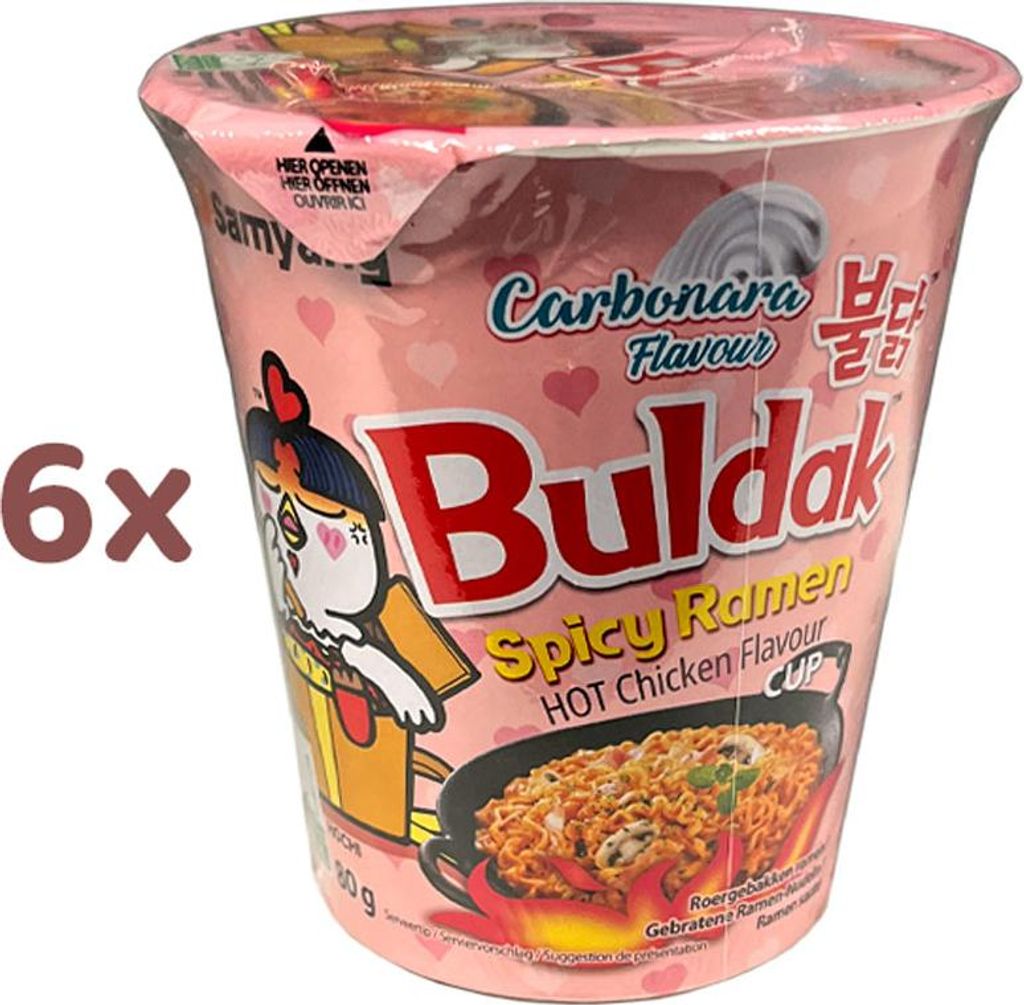 Buldak Carbonara Flavour Cup - Chicken Instant Ramen 6x 80g