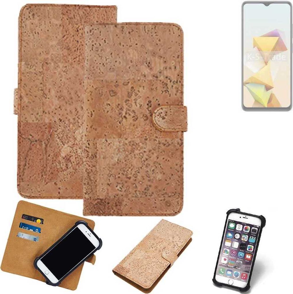 K-S-Trade Hülle kompatibel mit ZTE Blade A73 5G Kork Handyhülle Cover Schutzhülle TPU Case Bumper in Hellbraun, (1x)