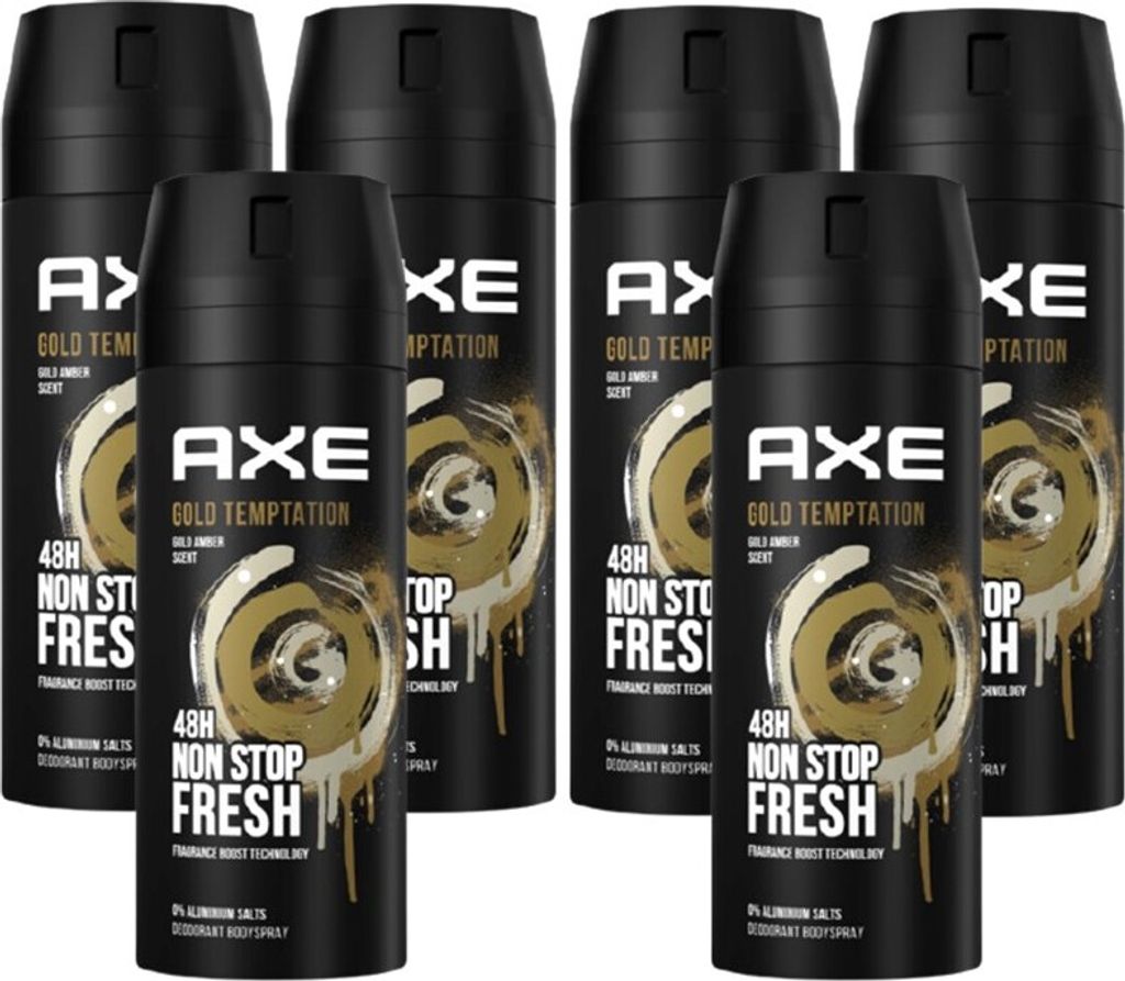 AXE Bodyspray Gold Temptation 6x 150ml Deospray Deodorant Deo Spray Herren Männer Men ohne Aluminium