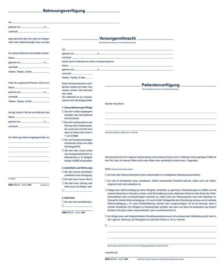 RNK Verlag Vordruck "Patientenverfügung" 220 x 162 mm Produktbild 