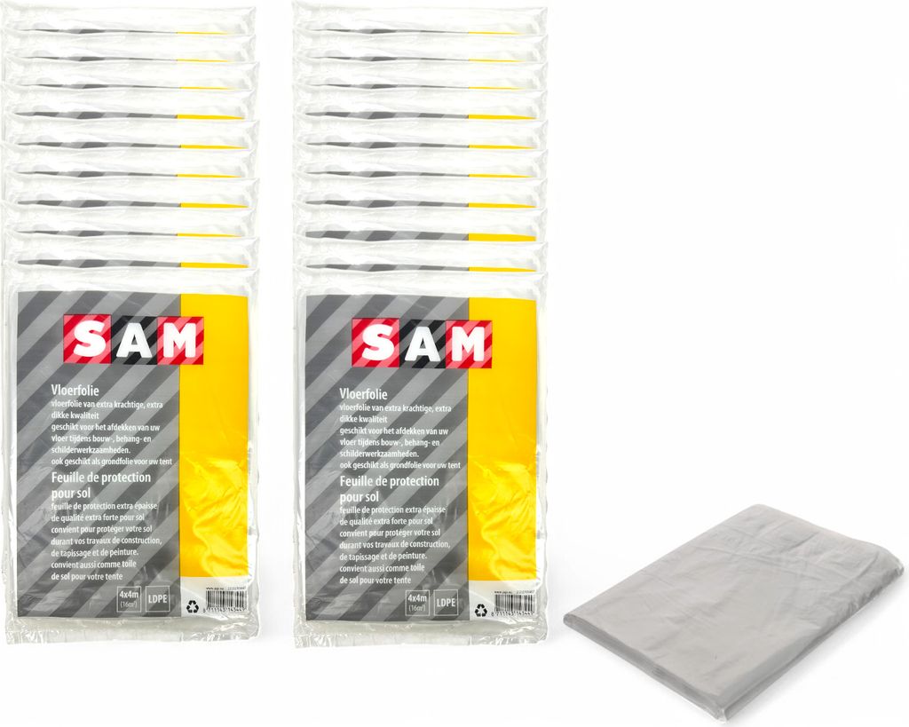 Sam Bodenfolie/Abdeckfolie 4 x 4 Meter – Vorteilspackung 20 Stück