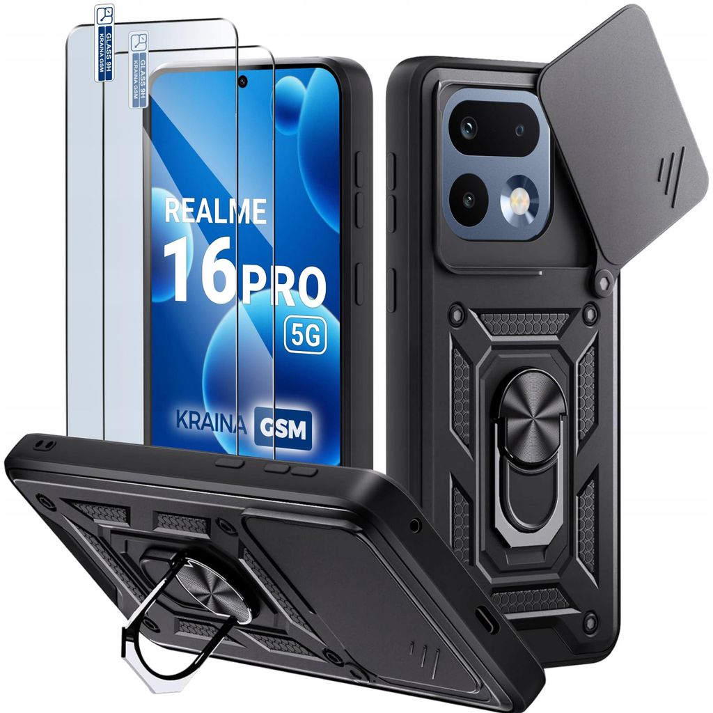 Custodia protettiva scorrevole nera, rinforzata, per Realme Immagine del prodotto 