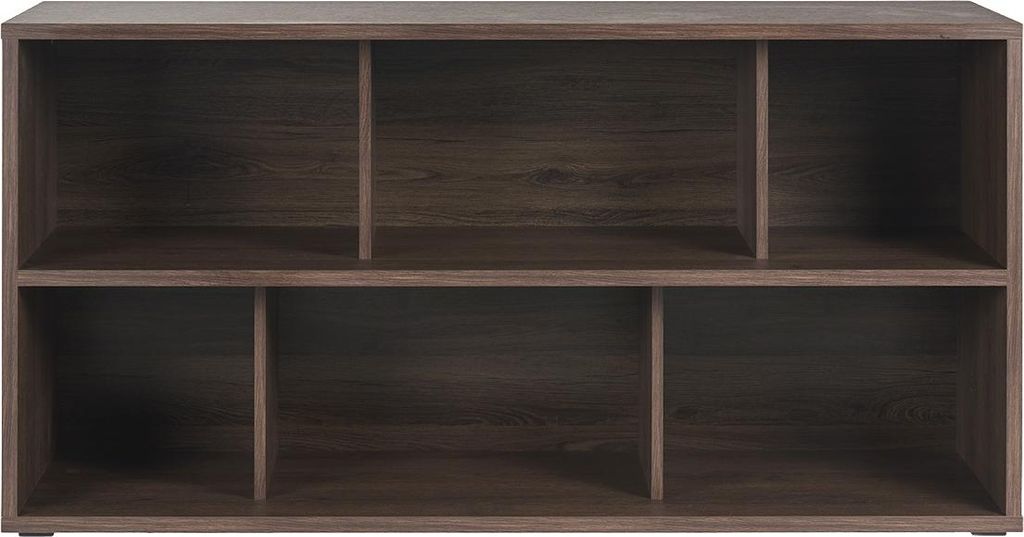 Miliboo - Niedriges Bücherregal in dunkler Walnuss-Holzoptik L140 cm EPURE