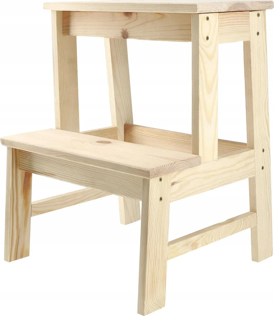 Tabouret bois pour îlot de cuisine - Marchepied pratique 50 cm haut