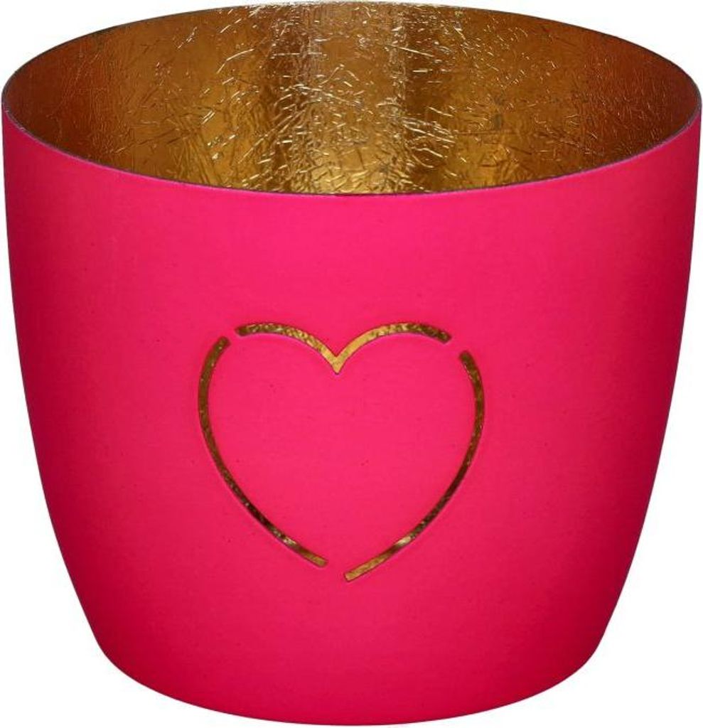 Gift Company Madras Windlicht M Herz hot pink/gold 8,5cm