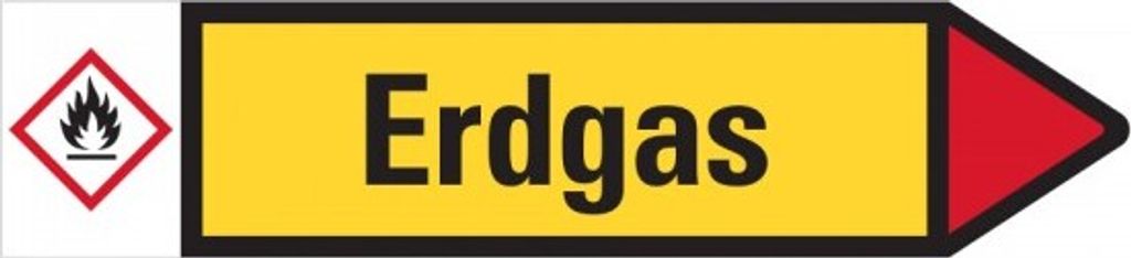 Dreifke Aufkleber I RKZ-Etikett Erdgas, rechts, gelb/schwarz/rot, ab 90mm Ø,...