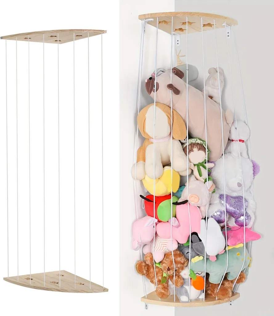 Rangement peluches mural en bois extensible pour chambre d'enfant