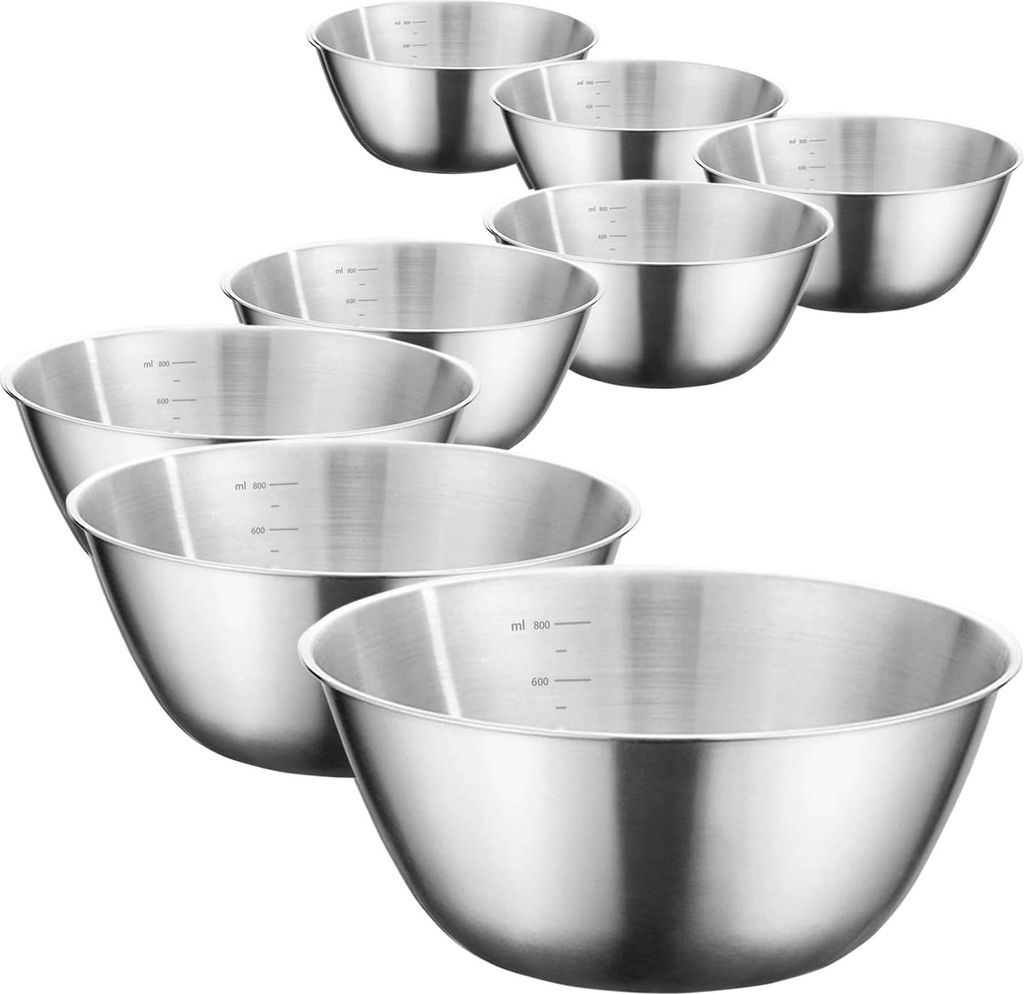 Edelstahl leichte unzerbrechliche Diner-Schalen Set - spülmaschinenfest - BPA-frei und gesund - 8 Stück - 304 Metall - ungiftig (28 oz)