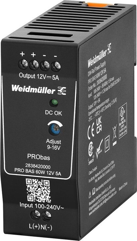 Weidmüller Stromversorgung 12V DC PRO BAS 60W 12V 5A 2838420000