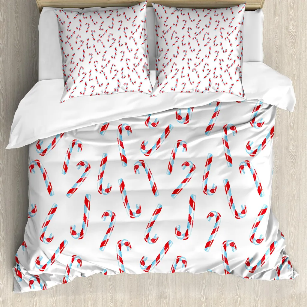 Linge de lit festif pour chambre d'hiver 155x220 cm rouge blanc et aqua
