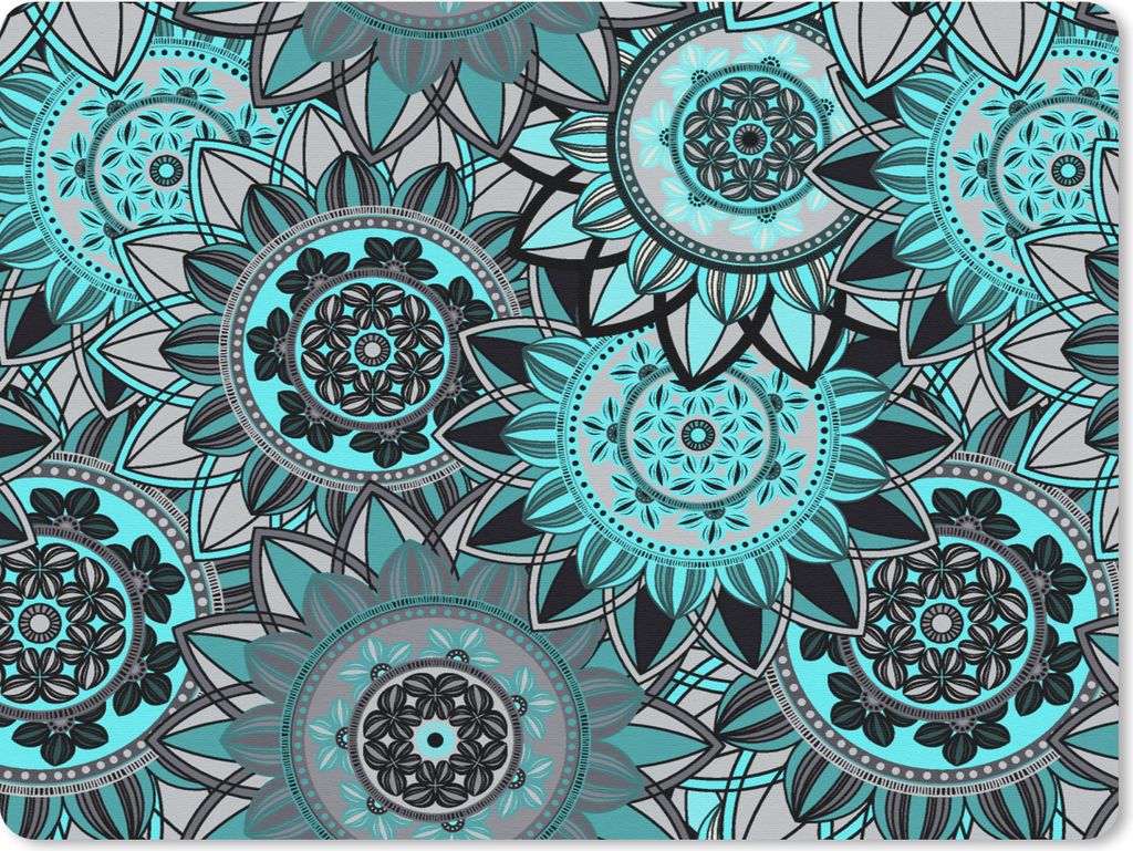 MuchoWow Mauspad Mousepad Mandala - Blumen - Entwurf 40x30 cm - Mousepads - Maus Mat - Pad - Mausunterlage - Anti Rutsch