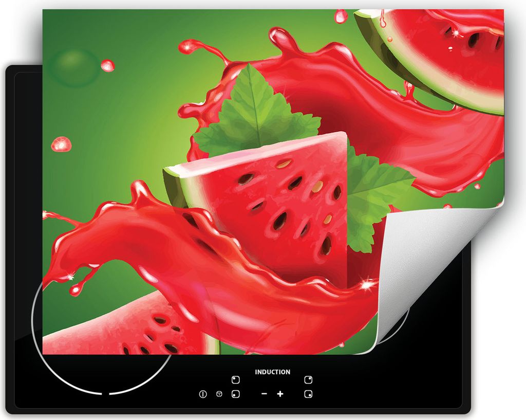 DarHaus Herdabdeckplatte 70x52 cm Anti Rutsch Matte Aufrollbar, grün - Wassermelone