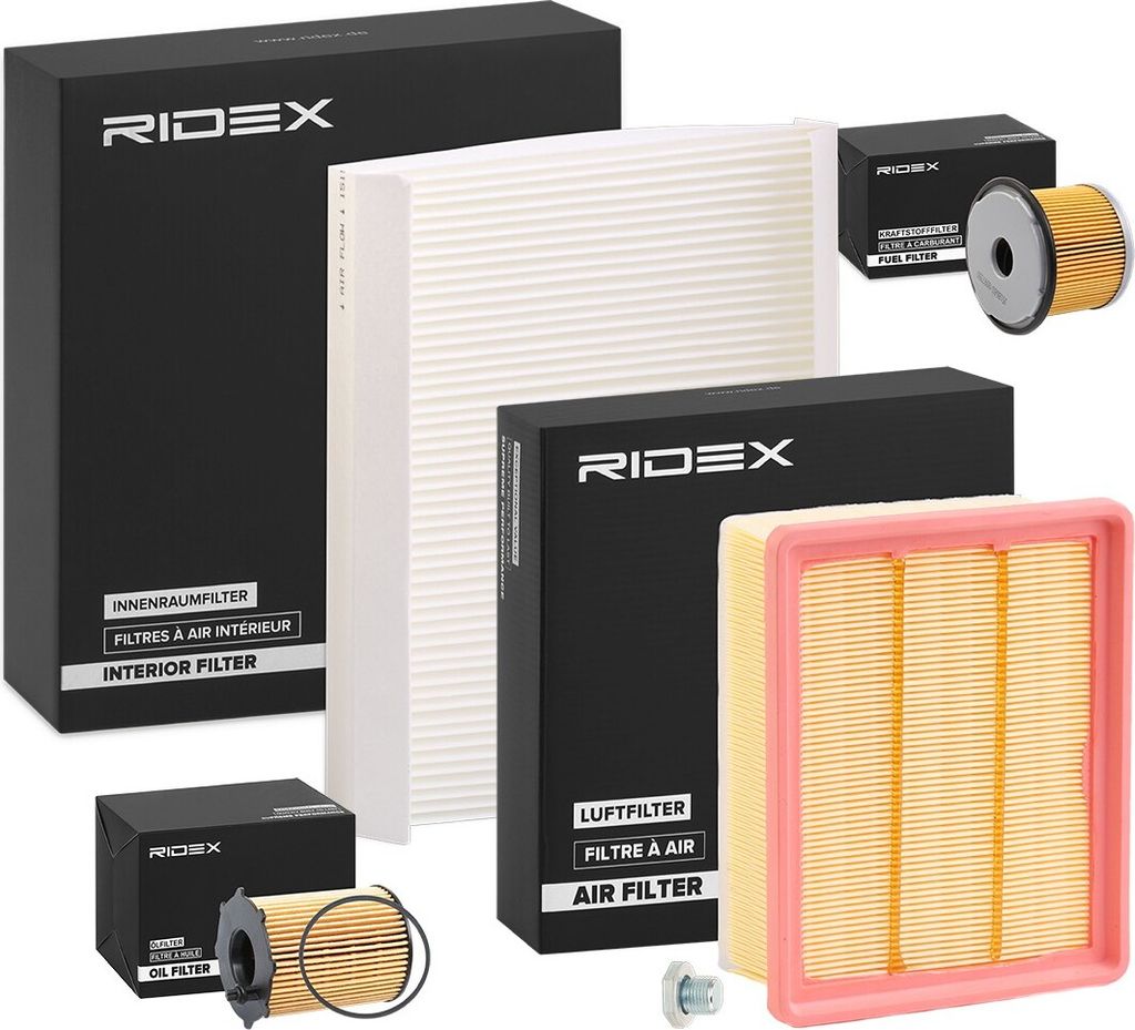 RIDEX Filterset Inspektionspaket Filtersatz passend für PEUGEOT PARTNER Kasten (5) für CITROËN Berlingo / Berlingo First (MF, GJK, GFK)