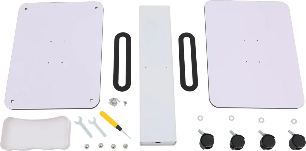 Table de service robuste 40 kg pour coiffeur, métal et bois blanc