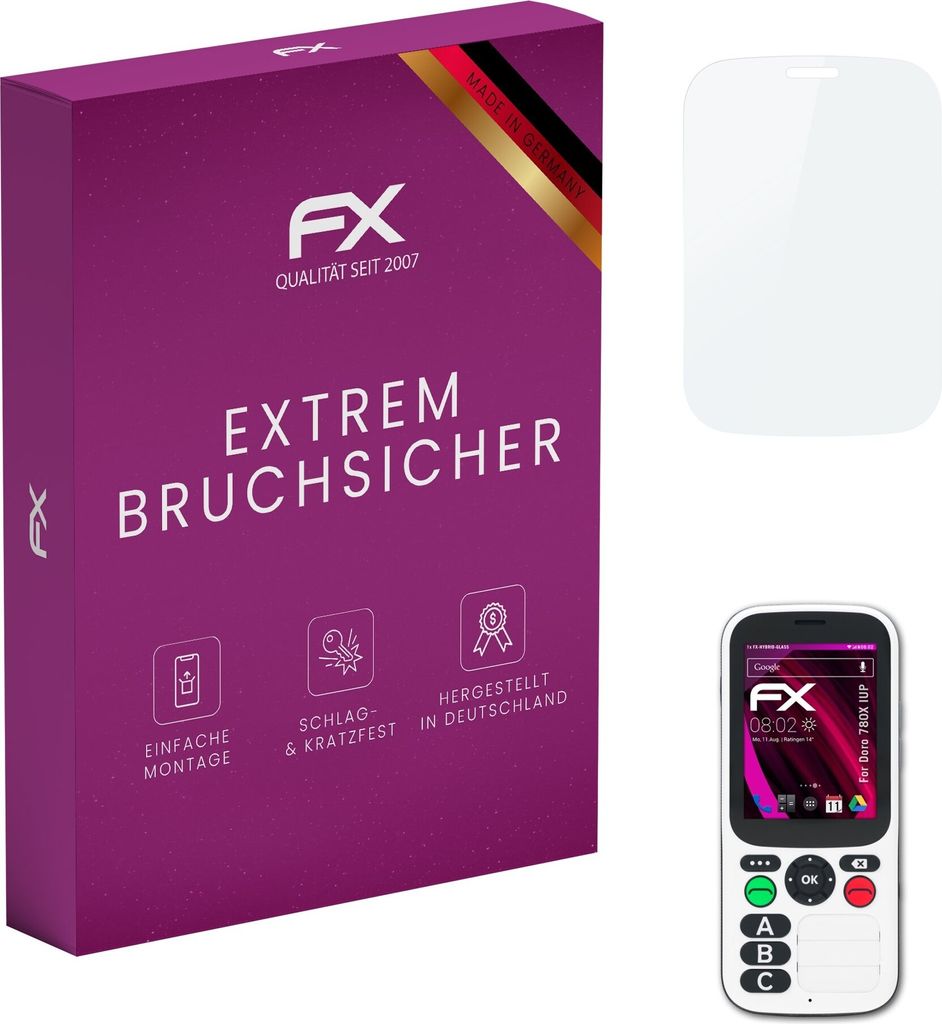 atFoliX FX-Hybrid-Glass Displayfolie kompatibel mit Doro 780X IUP Glasfolie