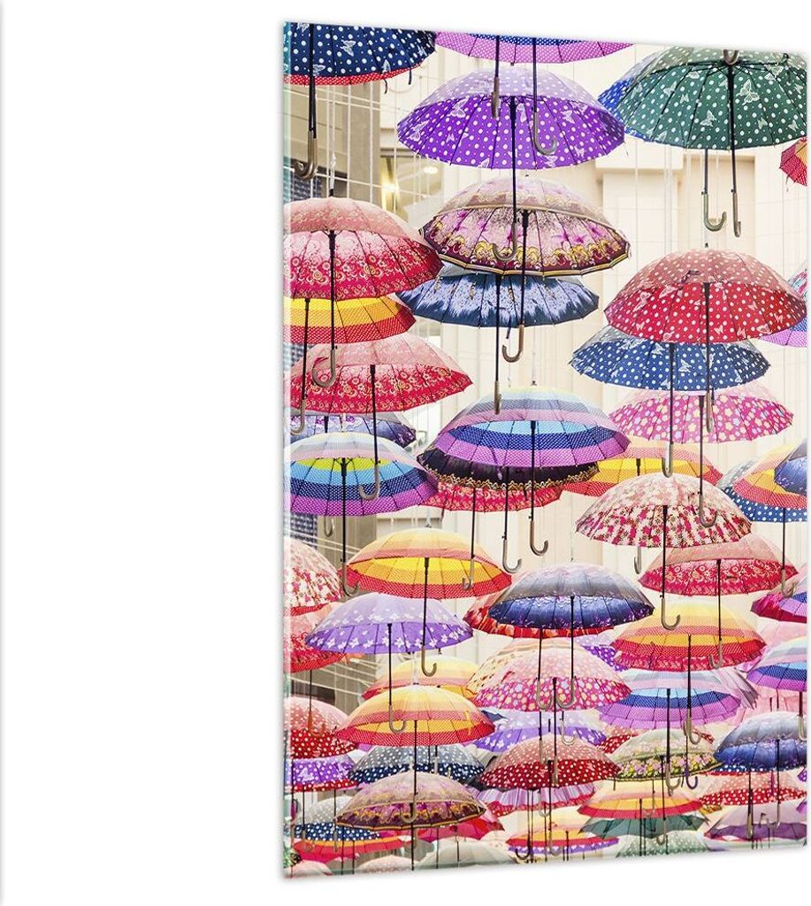 Bilder auf glas - Einteilig - Regenschirme City Dekoration Himmel - 80x120cm - Glasbilder - Wandbilder - Bilder - Wanddekoration aus Glas - Glas Bi...
