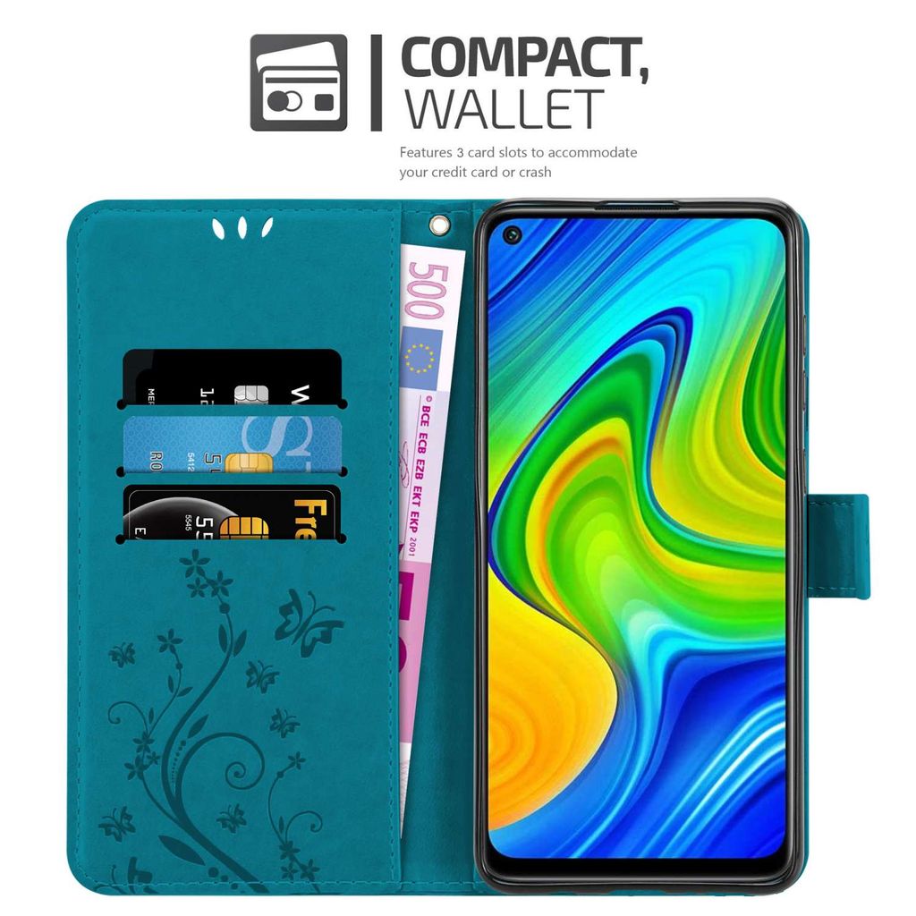LBH Handyhülle Für Xiaomi Redmi Note 9 – Flip Case Mit Kartenfach & Standfunktion, Petrol Blau