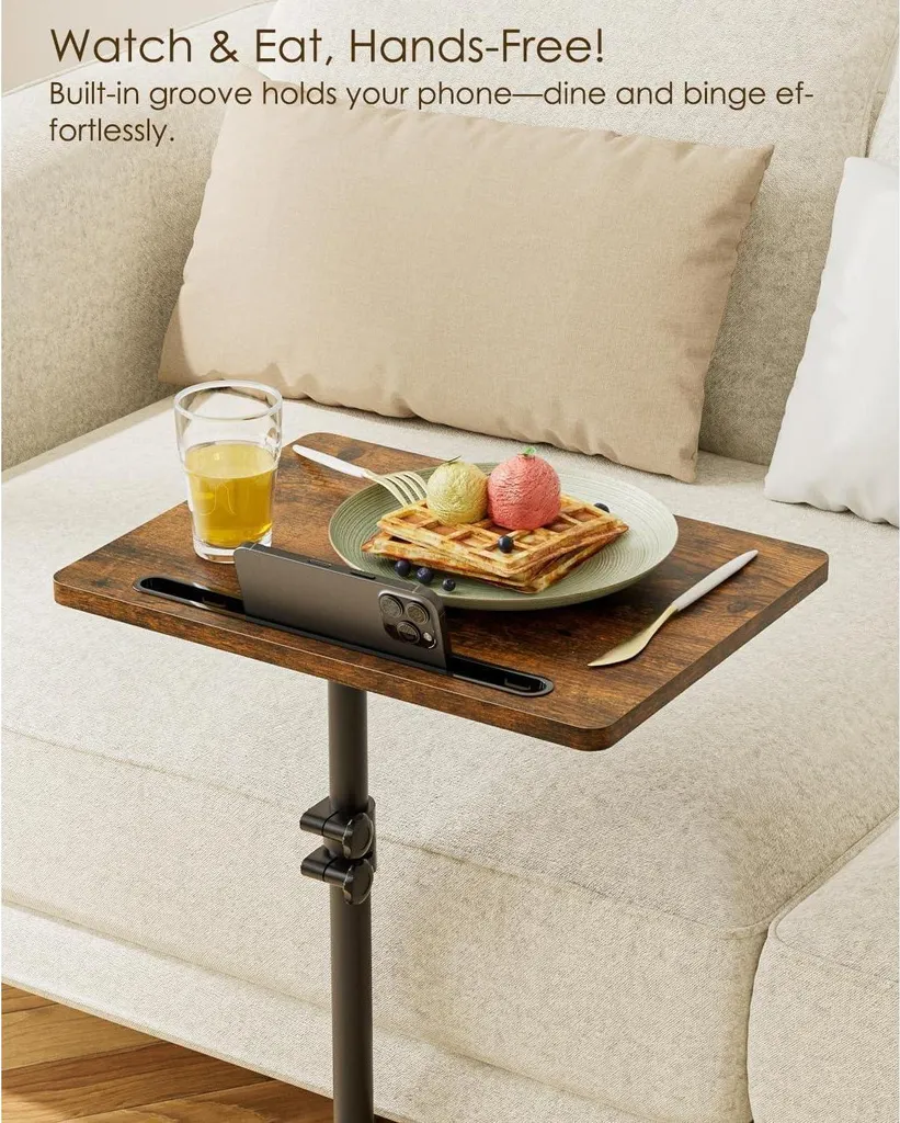 Table d'appoint C rotative, idéale petit espace, bois, hauteur réglable - 6