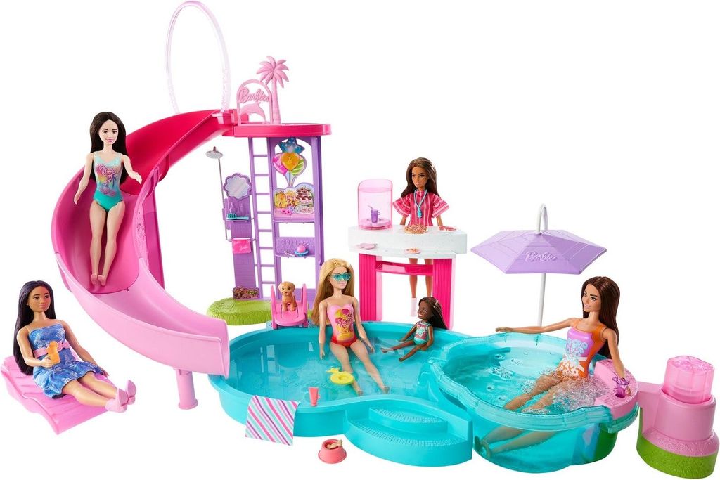 Mattel Barbie Traumpool Spielset mit Rutsche und