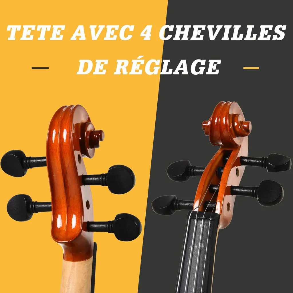 Violon 4/4 robuste anti-choc avec kit complet d'accessoires de maintenance
