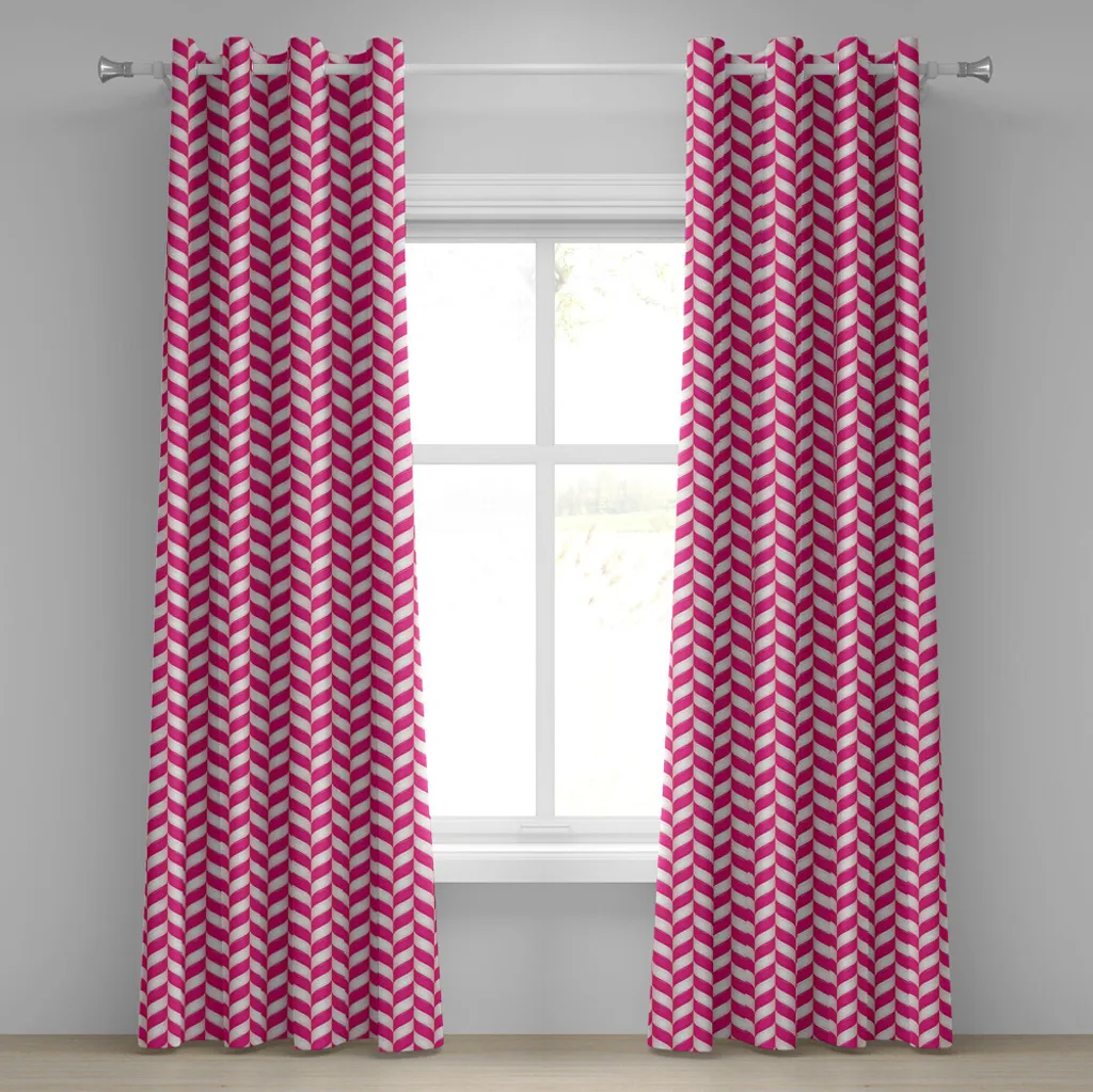 ABAKUHAUS Tenda con occhielli astratta, superficie con motivi a onde in tonalità rosa vibranti, design dolce, carino e appetitoso, tende decorative a 2 pannelli, 280 cm x 225 cm, magenta bianco