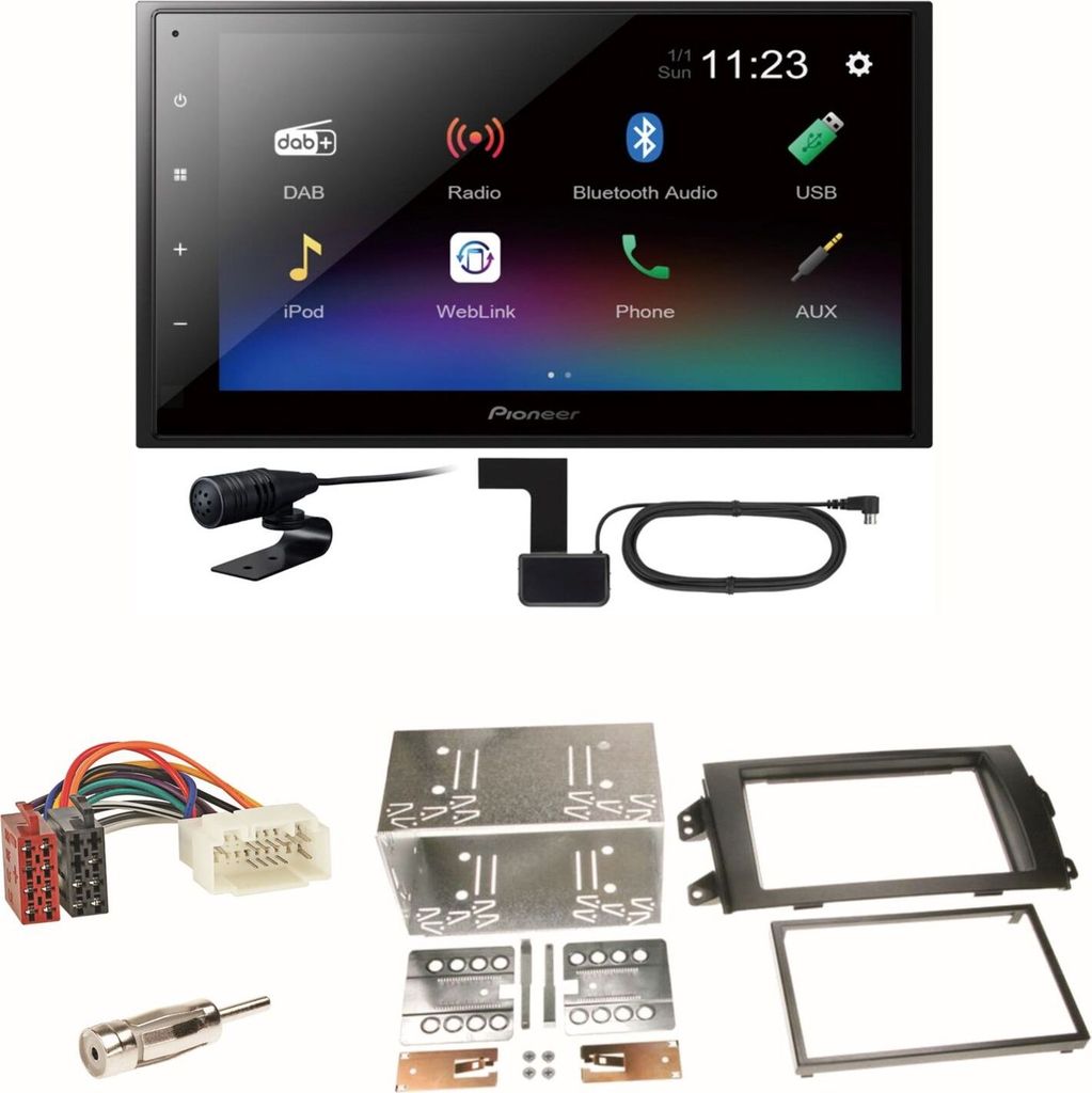 Pioneer DMH-A340DAB Digitalradio Bluetooth Einbauset für Suzuki SX 4 Fiat Sedici