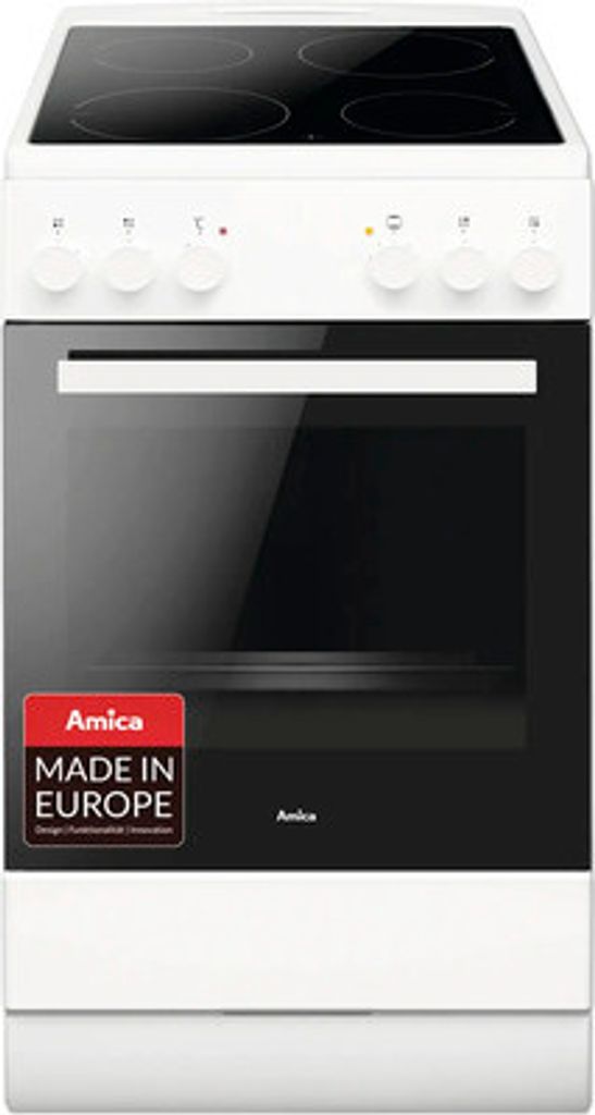 Amica SHC 903 031 W, Freistehender Herd, Weiß, Drehregler, Produktbild 