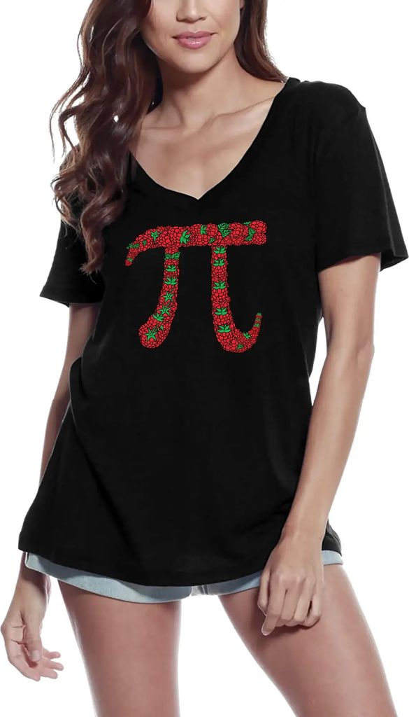 Damen Grafik T-Shirt V-Ausschnitt Pi aus Himbeeren - mathematikbegeisterte Lehrer – Pi Made Of Raspberries - Math Lover Teachers – Öko-Verantw...
