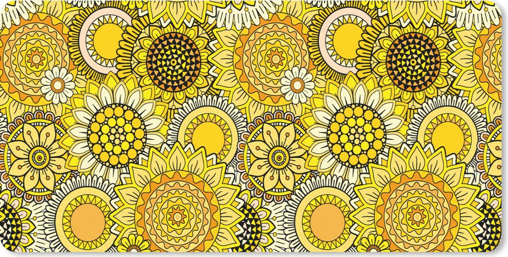 MuchoWow Mauspad Mousepad Sonnenblume - Muster - Gelb 60x30 cm - Mousepads - Maus Mat - Pad - Mausunterlage - Nachhaltig