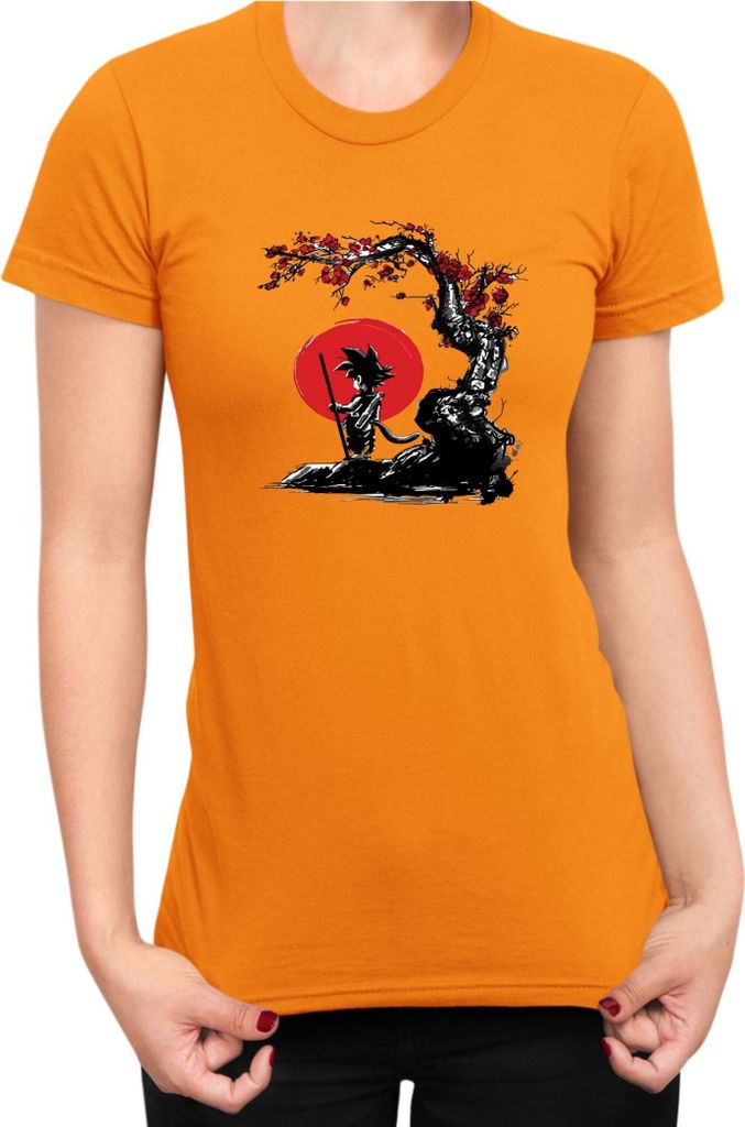 Damen T-Shirt Dragon Anime Manga Ball Z Goku 33, Lady XL / Orange