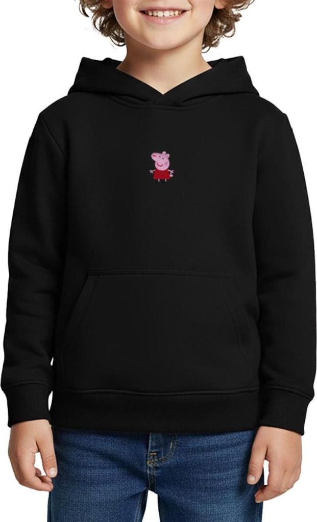 Spreadshirt Peppa Wutz Stick Geschenkidee Kinder Premium Hoodie, 158/164 (12 Jahre), Schwarz