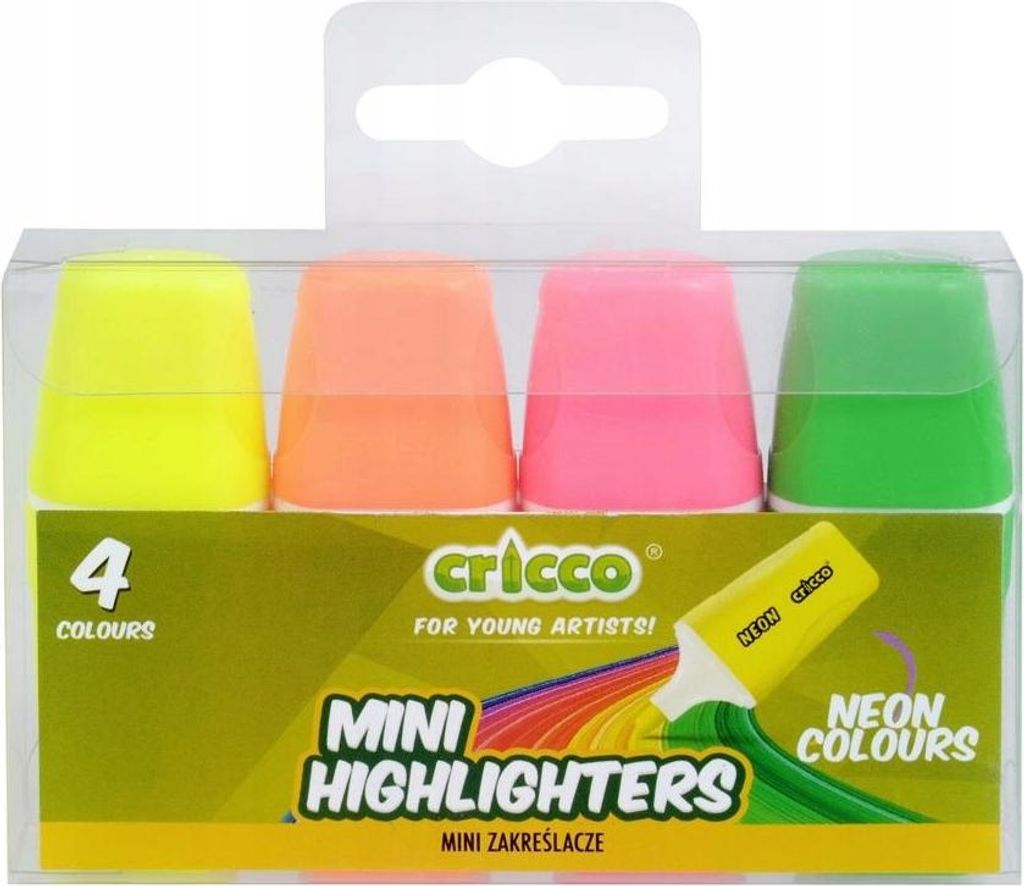 CRICCO Mini Neon Textmarker 4 Stück im Etui