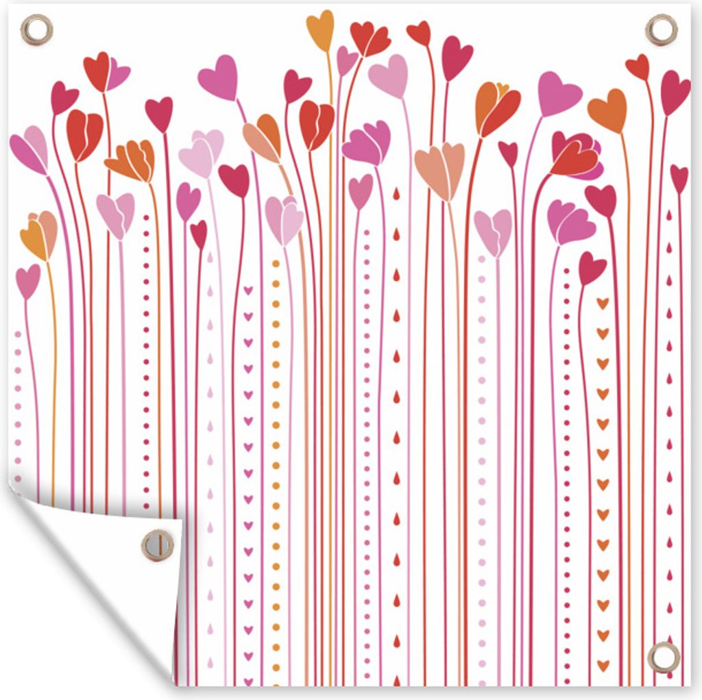 MuchoWow 50x50 cm Outdoor-Poster Gartendeko Sichtschutz Garten Poster für den Garten Eine Illustration der wachsenden Herzen