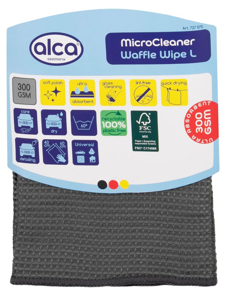 alca Waffeltuch 40x60 cm grau Trockentuch Glasreinigung schnelltrocknend sanft schonend - für empfindliche Oberflächen Reinigungstuch Autopfleg...