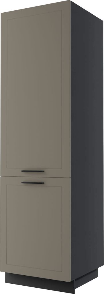 Kühlschrankumbauschrank KVANTUM 60x207cm 2-türig Farbe wählbar Q-D14/DL/60/207,beige matt,schwarz